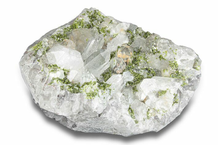 Glassy Quartz Crystal Cluster with Epidote - China #290396